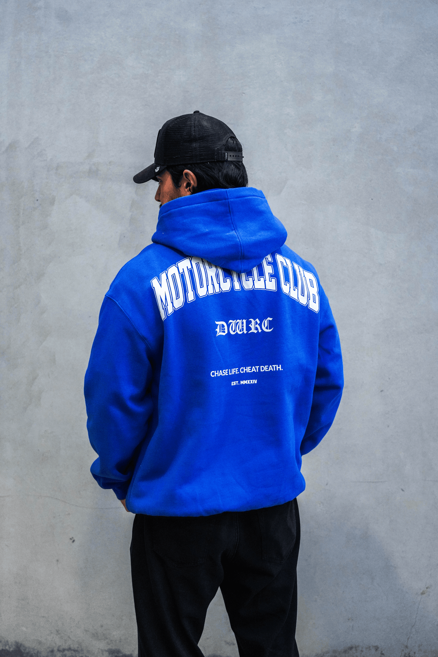 "MOTORCYCLE CLUB" HOODIE - BLUE