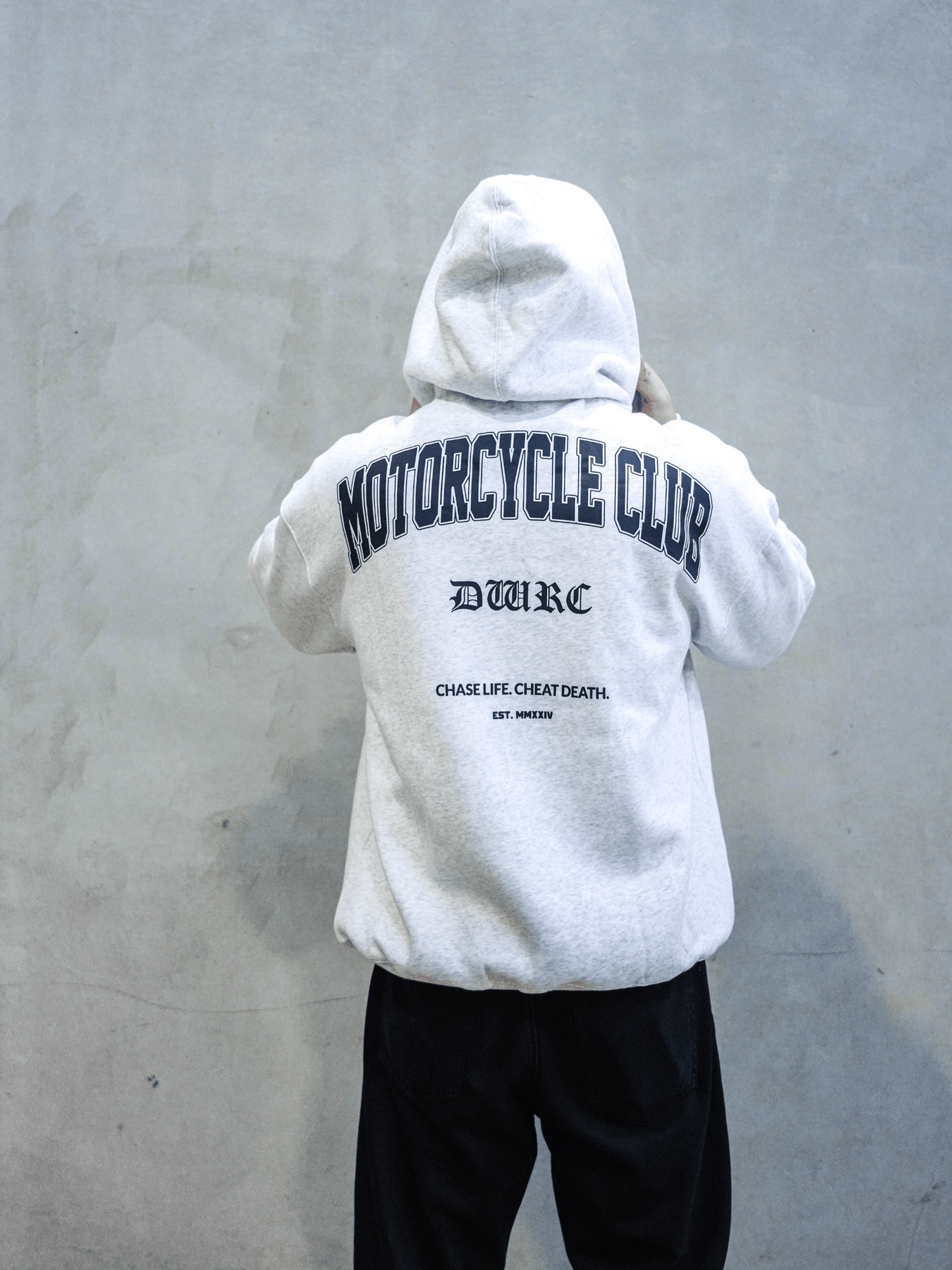"MOTORCYCLE CLUB" HOODIE - GRAY