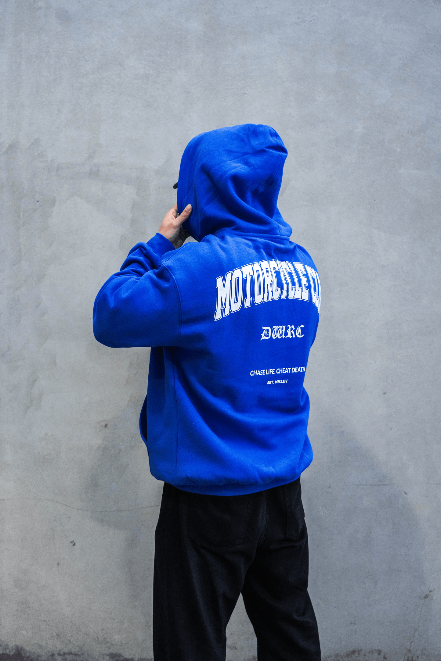 "MOTORCYCLE CLUB" HOODIE - BLUE