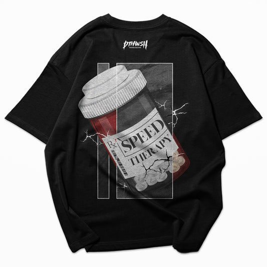 OVERSIZED "SPEED THERAPY" T-SHIRT- BLACK