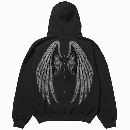 OVERSIZED "ESCAPE" HOODIE - BLACK