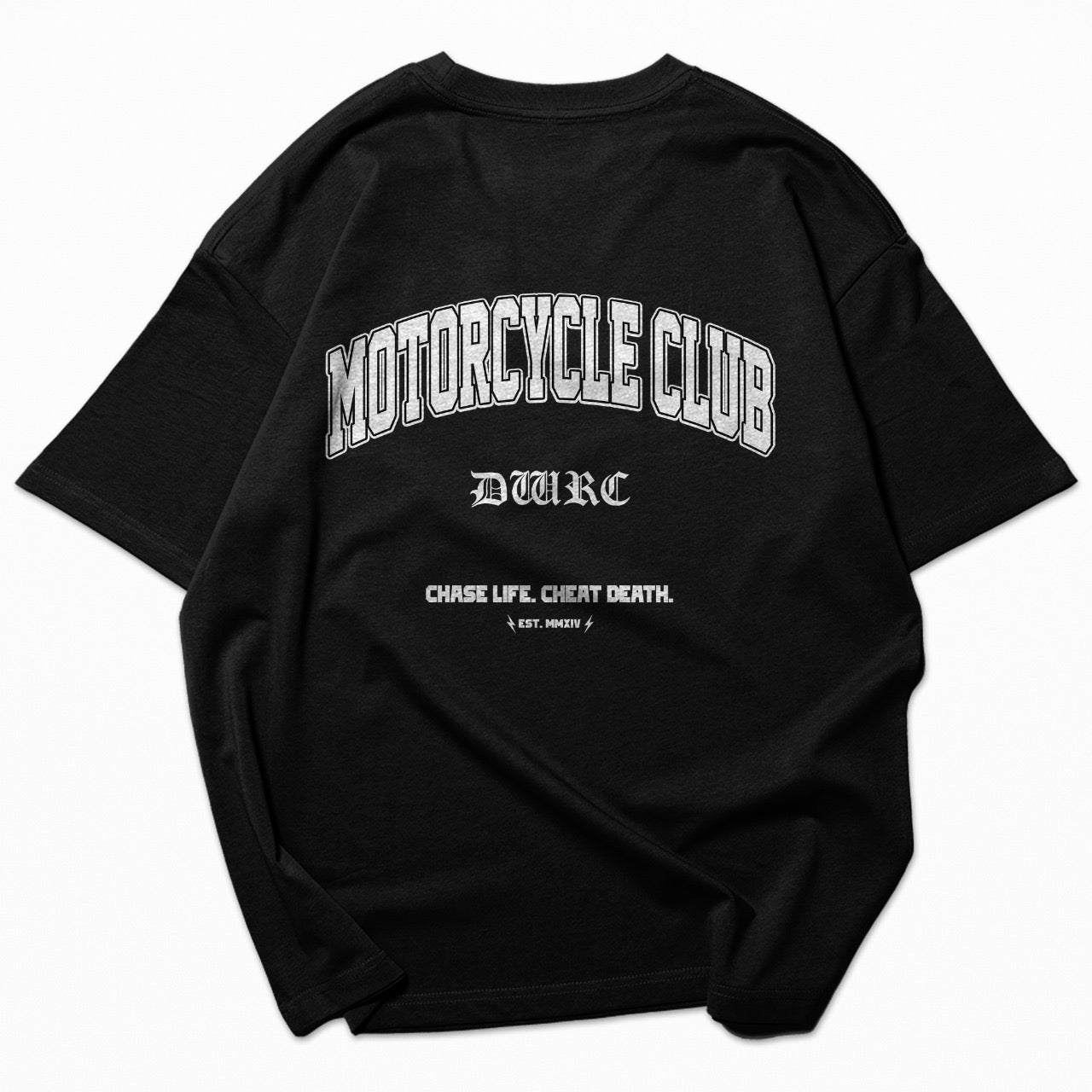 OVERSIZED "MOTORCYCLE CLUB" T-SHIRT - BLACK